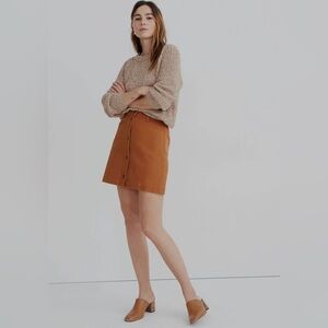 Madewell Button-Front A-Line Pocket Mini Skirt | Burnt Sienna | Size 2